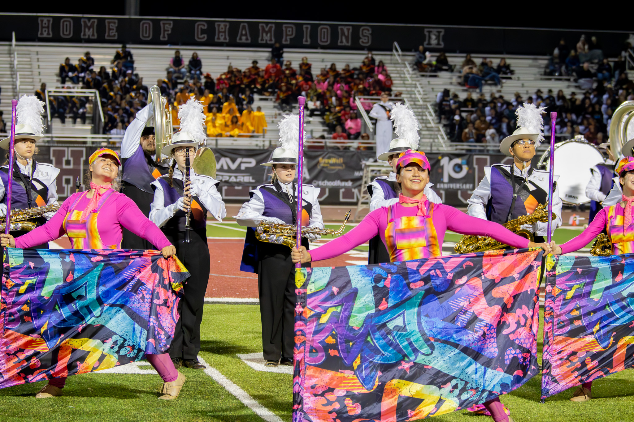 The RUHS marching band and color guard perform during the AzMBA 5A Championships